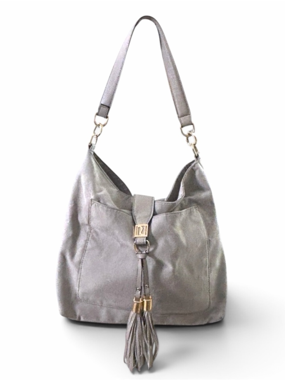River Island Taupe Suede Hobo Bag Tassel Crossbody Shoulder Purse